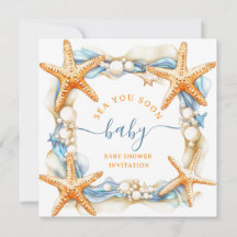 Kustnära chic Blå Hav Du Snart Baby shower