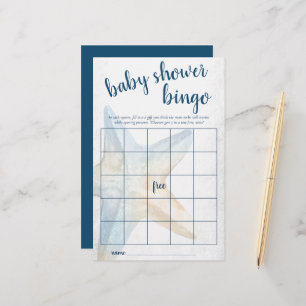 Kustnära Chic Blue Starfish Bingo Shower Game