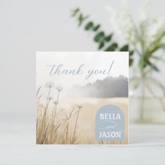 Kustnära Chic Bröllop Tack med Foto Kort