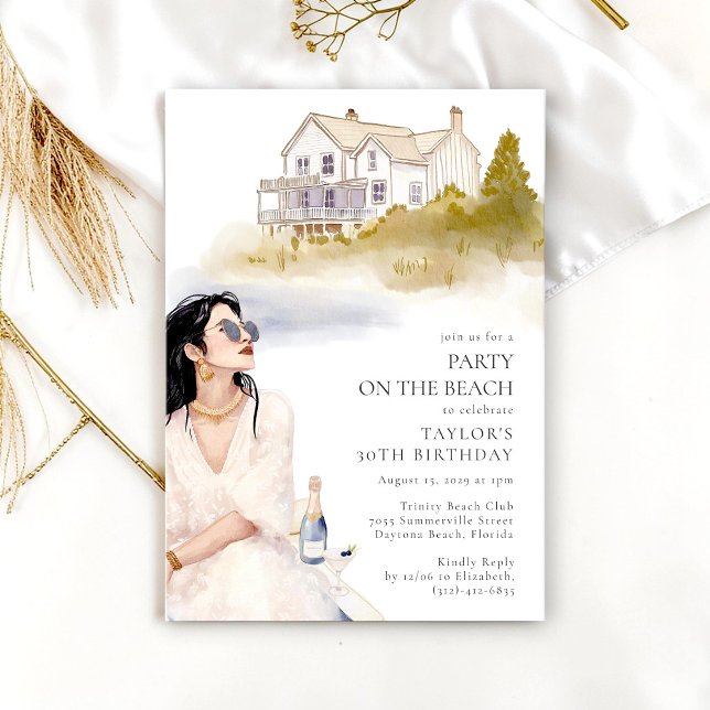 Kustnära Chic Födelsedagsstrandfest Inbjudan (Skapare uppladdad)