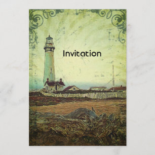 Kustnära chic impressionism landskap fyr inbjudningar