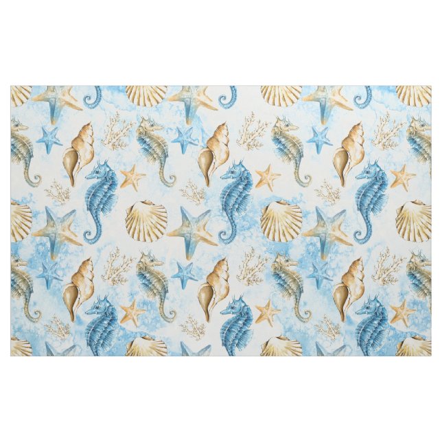 Kustnära Chic | Modern blått och Guld under havet Tyg (Fat Quarter)