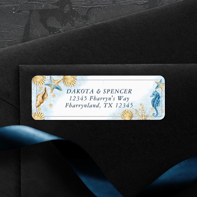 Kustnära Chic | Modern Returadress för korallrev Etikett (Skapare uppladdad)