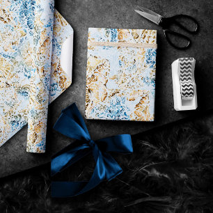Kustnära Chic   Modernt Blått och Guld under Havet Presentpapper