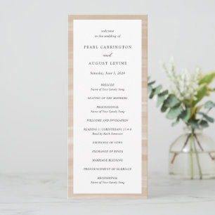 Kustnära Chic Sandig Neutral Elegant Bröllop Program
