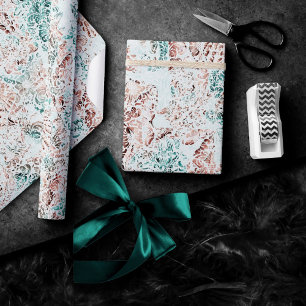 Kustnära Chic Turkosgrön och korallrev Grunge Presentpapper