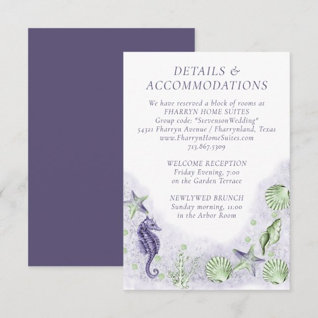 Kustnära Chic | Uppgifter om gröna gäster för Lila Tilläggskort (Fram/baksida)