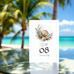 Kustnära Chicen Beach Wedding Bordsnummer<br><div class="desc">Lägg till lite elegans till din mottagning med det här bröllop-bordsnumret för "kustnära Chic". Med en vacker arrangemang av sjöslingor, stjärnfisk och grönt blandar den här utformningen sömlöst kustkarm med sofistikering. Perfekt för strand eller tropiskt temat bröllop hjälper detta kort till att vägleda dina gäster samtidigt som du förbättrar din...</div>
