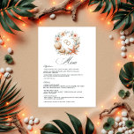 Kustnära Chicen Beach Wedding Meny<br><div class="desc">Förbättra det kusttematiska bröllop med det här menykortet för eleganten "KustChic". Med en vackert utformad andedräkt av siasheller, svält, blommigtar och guld ringar, ger den här utformningen ert mottagande bord sofistikering och sjöräddningsluft. Perfekt för strand eller tropiskt bröllop är den här menyn på anpassadet ett sätt att visa dina utsökta...</div>