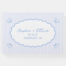 Kustnära Chicen Blue Nautical Personlig Bröllop Gästböcker