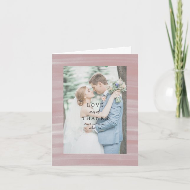 Kustnära Chicen Rosa Elegant bröllop Tack Kort (Framsida)