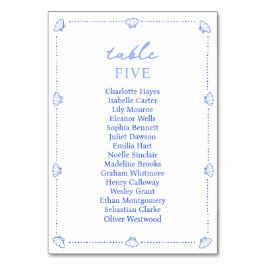 Kustnära Chicen Snäcka Gräns Elegant Blå Bröllop Bordsnummer