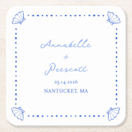 Kustnära Chicen Snäcka Gräns Personlig Bröllop Underlägg Papper Kvadrat