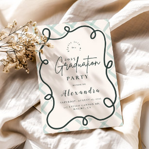 Kustnära Chicen Vågigt Ram Studenten Inbjudningar