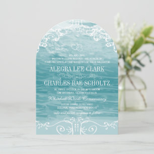 Kustnära Chicens destination Beach Wedding Inbjudningar