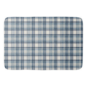 Kustnära Denim Blå & Kräm Rutig Randig Badrumsmatta