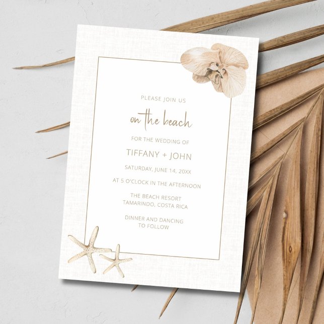 Kustnära Elegans Strandbröllop Inbjudningar (Coastal Elegance Seaside Wedding Invitation)
