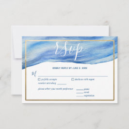 Kustnära Elegans Vattenfärg Våg i Klassisk Blå OSA Kort