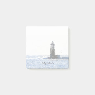 Kustnära fyr och atlantisk ocean nautisk tema post-it block
