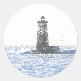 Kustnära fyr och atlantisk ocean nautisk tema runt klistermärke