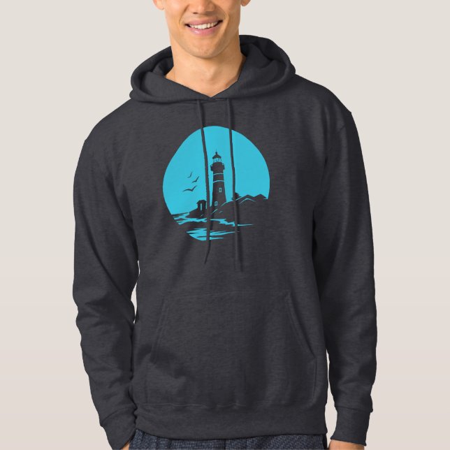 Kustnära fyrlandskapssilhuett hoodie (Framsida)