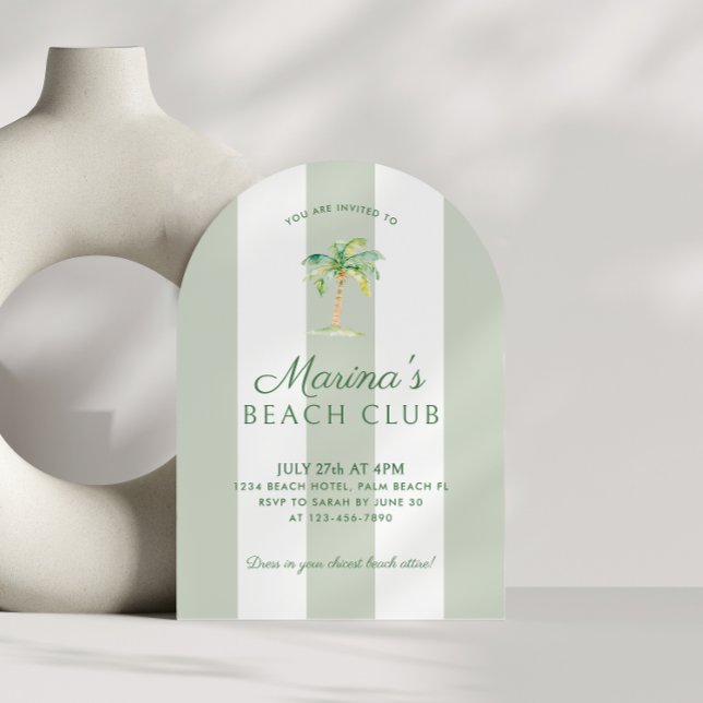 Kustnära Grönten Rand Handflatan Beach Birthday Ar Inbjudningar (Skapare uppladdad)