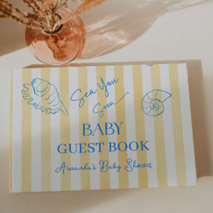 Kustnära gula ränder ser dig snart baby shower gästböcker