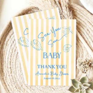 Kustnära gula ränder ser dig snart baby shower tack kort