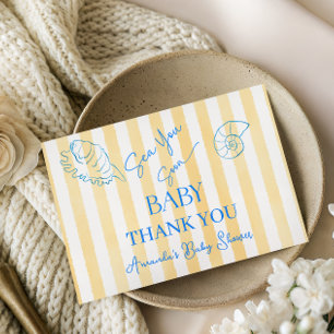 Kustnära gula ränder ser dig snart baby shower tack kort