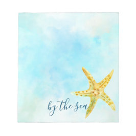 Kustnära Gult Starfish Aqua Watercolor Anteckningsblock