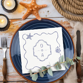 Kustnära Hand plockade Seashell-Vapenskölden Beach Pappersservett