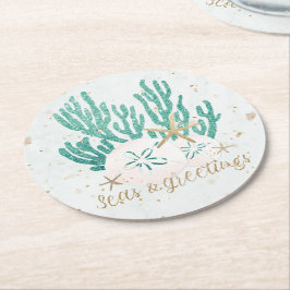 Kustnära havs och Hälsning Glitter korallstjärtfis Underlägg Papper Rund