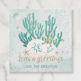 Kustnära havs och Hälsning Turquise Glitter Gåvor Etiketter