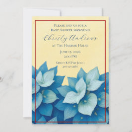 Kustnära Hydrangea Bebis Shower Inbjudan