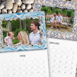 Kustnära inramad familjefotokalender för 12 månade kalender