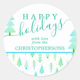 Kustnära Julgranar GOD JUL Skrift Runt Klistermärke