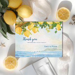Kustnära Lemon Garden Bröllop Tack Vykort