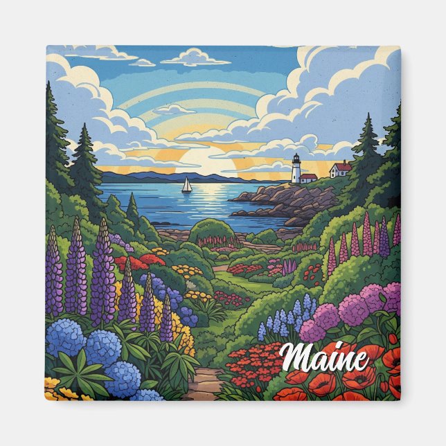 Kustnära Maine Botanical Gardens Magnet (Framsidan)