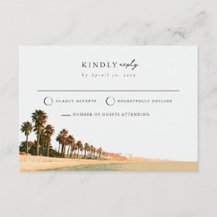Kustnära Malibu Palmträd Strand Bröllop RSVP-kort Tilläggskort