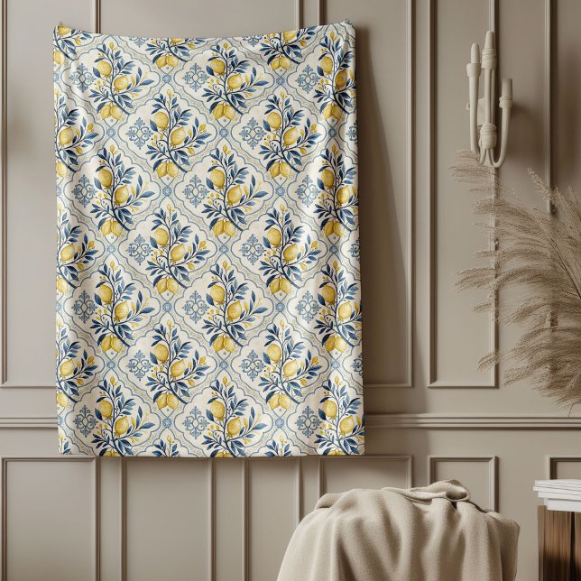 Kustnära Medelhavstäckande vevett, inspierat med v Fleecefilt (Coastal Mediterranean Throw Blanket Tile-Inspired)