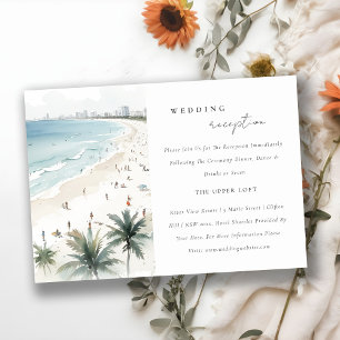 Kustnära Miami Beach Palm Tree Bröllopsmottagning Tilläggskort
