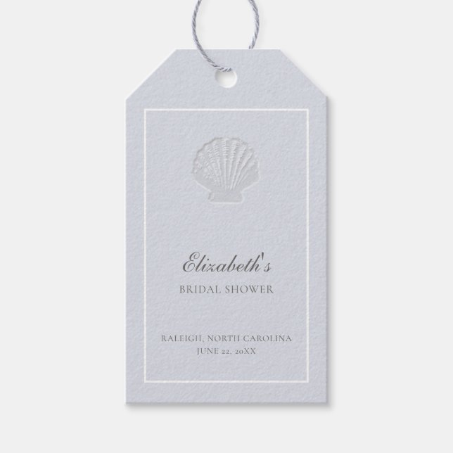 Kustnära nautisk elegant blå bröllopsdusch presentetikett (Framsidan)