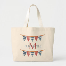 Kustnära nautiska strandflaggor monogram jumbo tygkasse