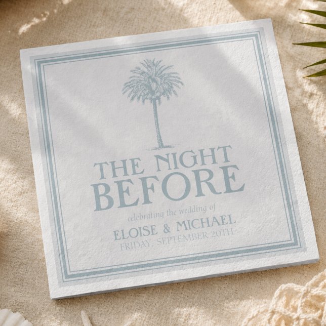 Kustnära Palm Övningsmiddag Bröllop Pappersservett (Coastal Palm Rehearsal Dinner Wedding Napkins)