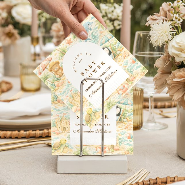 Kustnära Pastellfärgade Djur Baby Shower Pappersservett (Skapare uppladdad)