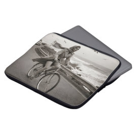 Kustnära resa vintage monokrom laptopfodral laptop fodral