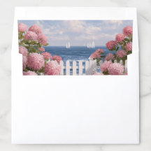 Kustnära Rosa Hydrangea-målning Kuvertfoder