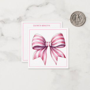 Kustnära Rosa och vit vattenfärgsruta Personlig Anteckningskort