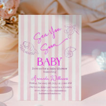 Kustnära Rosa Ränder Tjej Havet Du Snart Baby Show