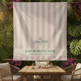 Kustnära rosa randig bakery logotyp bordslöpare